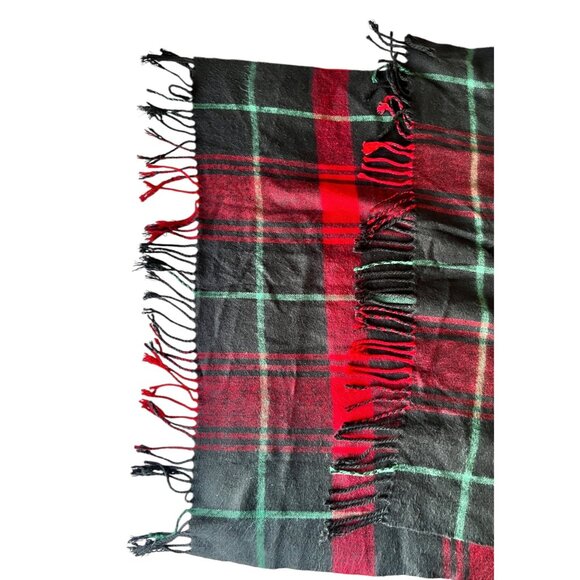 Red & Black Plaid Tartan Scarf Wrap Fringe Edges Soft Warm Flannel - Picture 3 of 11